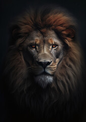 portrait of a lion, created with Generative Ai technology	
