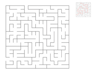 Square maze,  logic game with labyrinths.  maze game. A maze with answers