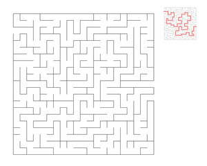 Square maze,  logic game with labyrinths.  maze game. A maze with answers