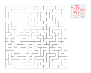 Square maze,  logic game with labyrinths.  maze game. A maze with answers
