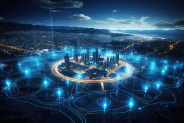 A network of smart grid technologies optimizing energy distribution from renewable sources. Generative Ai.