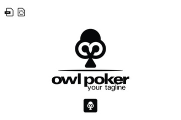 poker chip vector with owl suitable for gambling logo