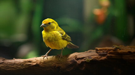 Canary in forest sit on a branch