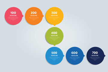 Infographic step by step template. Vector tutorial. Connected Color circles.