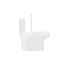 Toilet bowl flat design vector illustration. Toilet seat, bowl side view flat style on white background. Restroom, lavatory, privy, closet, loo water closet.