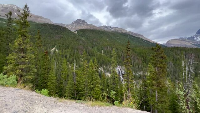 Big Bend Overlook in Banff National Park in Alberta, Canada on a cloudy day.