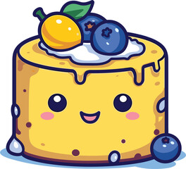 Lemon Blueberry Cake, Illustration Vector