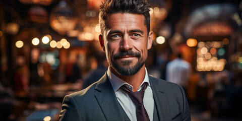Fototapeta premium The Art of Selling Space: A Glimpse of a Passionate Advertising Sales Agent.