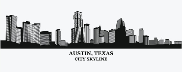 Fototapeta na wymiar Austin Texas City Skyline Silhouette
