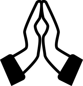 Thank you icon, prayer, meditation, or a gesture of respect and gratitude