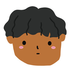 Man Black Hair Face Head Cartoon illustration Portrait illustration Profile illustration