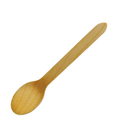 Wooden spoon isolated on transparent background. Empty wooden spoon top view