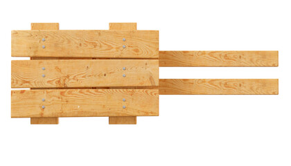 Wooden sign board in realistic in on transparent background in 3d render 