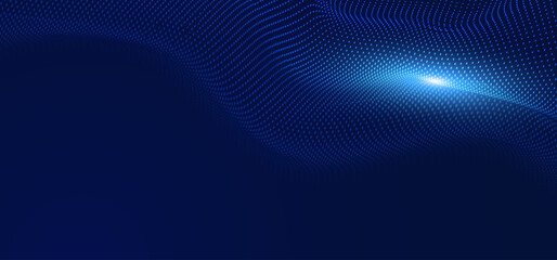 Futuristic technology background. Blue line wave light screen abstract vector illustration.