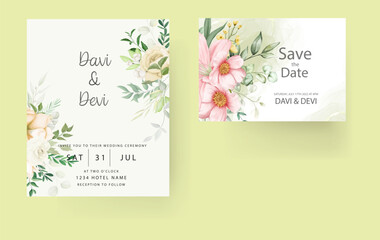 Watercolor floral ornament wedding card set