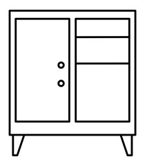 Cabinet - Isolated Minimal Black Line Vector Cupboard Icon Interior Design and Closet Object for Decorating in Bedroom
