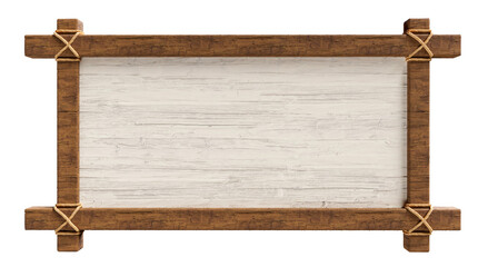 Wooden board with rope in realistic in on transparent background in 3d render 