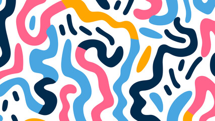 Fun line doodle seamless pattern. Creative abstract