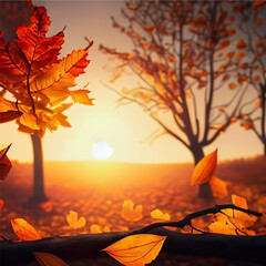 Naklejka na ściany i meble autumn background with Generative AI