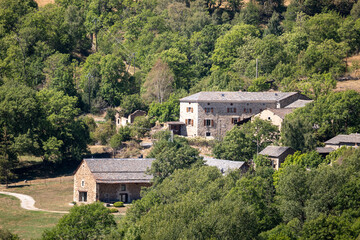 Fototapeta na wymiar village on the hill Small mountain village in the Pyrenees Orientales Fanes