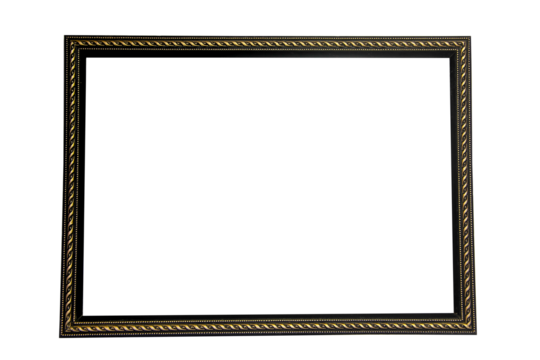 Vintage detailed gold empty square picture frames isolated on transparent background. PNG transparency