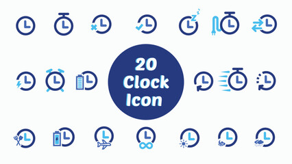 Download Clock Icon Bundle Flat Design Vector Editable Asset