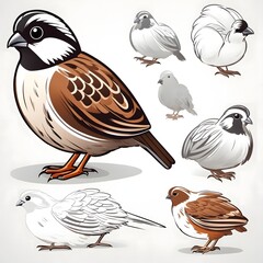 Bobwhite Bird Illustration AI Generative