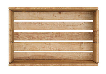 Wooden fruit crate in realistic in on transparent background in 3d render 