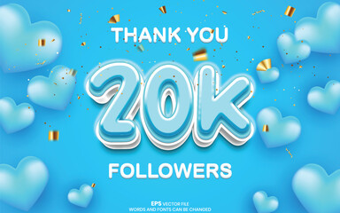 Thanks for the 20k followers, 20k followers of social media background template design
