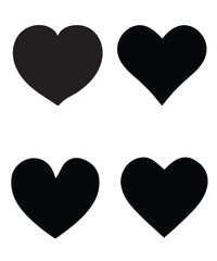 Black Heart Shape Silhouette Vector, Love Logo Vector