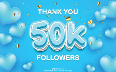 Thanks for the 50k followers, 50k followers of social media background template design