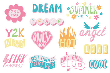 Quote stickers in 90s and 00s style - 648207539