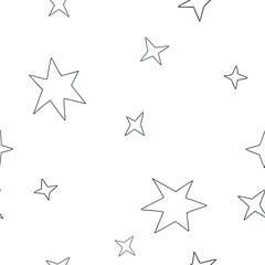 Doodle seamless pattern with outline stars