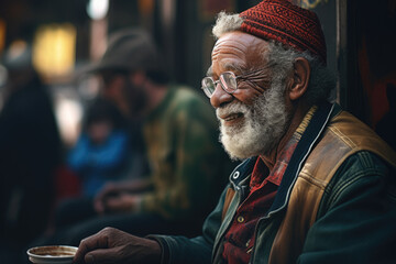 Obraz premium Person participating in an intergenerational dialogue, showcasing the exchange of wisdom and perspectives that democracy promotes. Generative Ai.