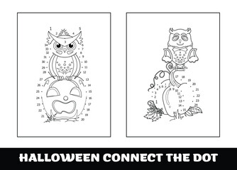 Halloween numbers game, education dot to dot game for children. Halloween pumpkin to be traced by numbers, Connect dots for numbers.