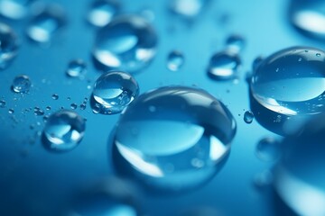 Pure blue liquid water drops. Generative AI