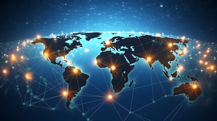 Concept of Global Connections, World map with satellite data connections with People, generative Ai