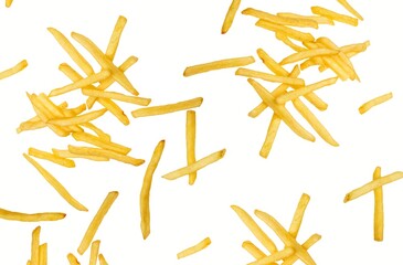 Falling tasty fast food french fries potato