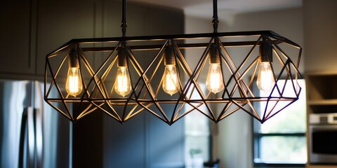 The Geometric Cage Pendant Light for Kitchen Island.