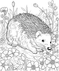 Porcupine flowers coloring page