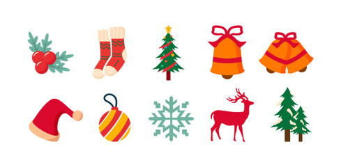 Christmas set element vector illustration