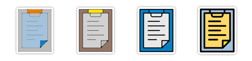 picto logo icones et symbole trace couleur document papier cv feuille note liste relief - obrazy, fototapety, plakaty