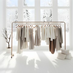 Female winter wardrobe, collection of winter clothes,