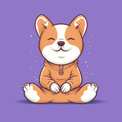 Fototapeta premium yoga pet meditating, cute illustration 