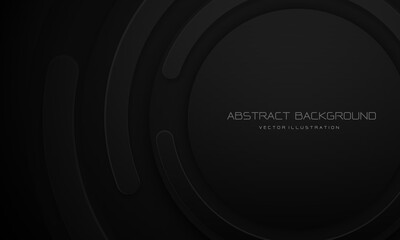 Abstract black circle curve rotate paper cut style geometric design modern futuristic technology creative background vector