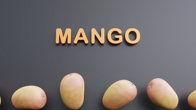 Ripe mango fruits on a dark background.