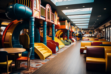 Fototapeta premium Travelers with kids play areas 