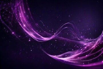 Fototapeta na wymiar Digital purple particles wave and light abstract background with shining dots stars. 