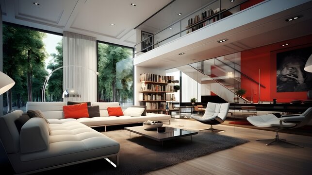 Dans cet appart contemporain, le luxe se d&eacute;voile. L'int&eacute;rieur, avec son mobilier raffin&eacute;, s'articule autour d'un living-room &eacute;l&eacute;gant. Le sofa et l'architecture &eacute;voquent une habitation moderne.