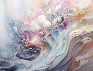 White, blue, pink and grey liquid abstract background. Soft waves color